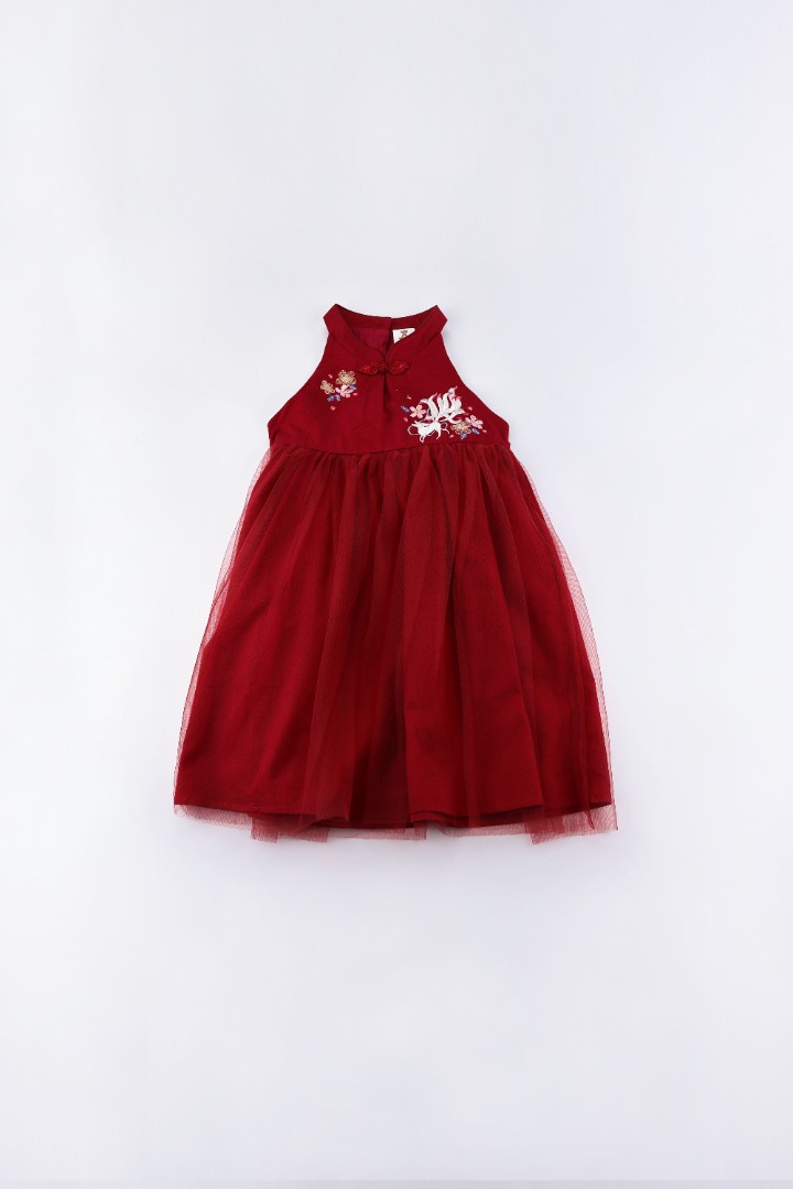 Embroidered Tulle Qipao Dress