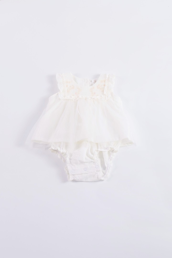 Embroidered Romper with Tulle 